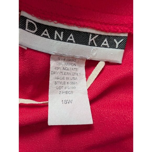 Dana Kay Womens Open Front Red Blouse 18W Lightweight Short Sleeve Made In USA - Picture 5 of 7